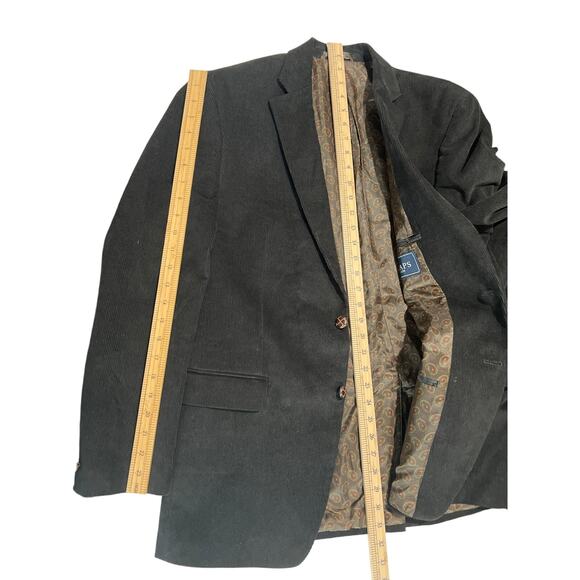 Chaps Black Corduroy Leather Elbow Patch Blazer Men's Size 40R Academic Classic - Picture 7 of 10